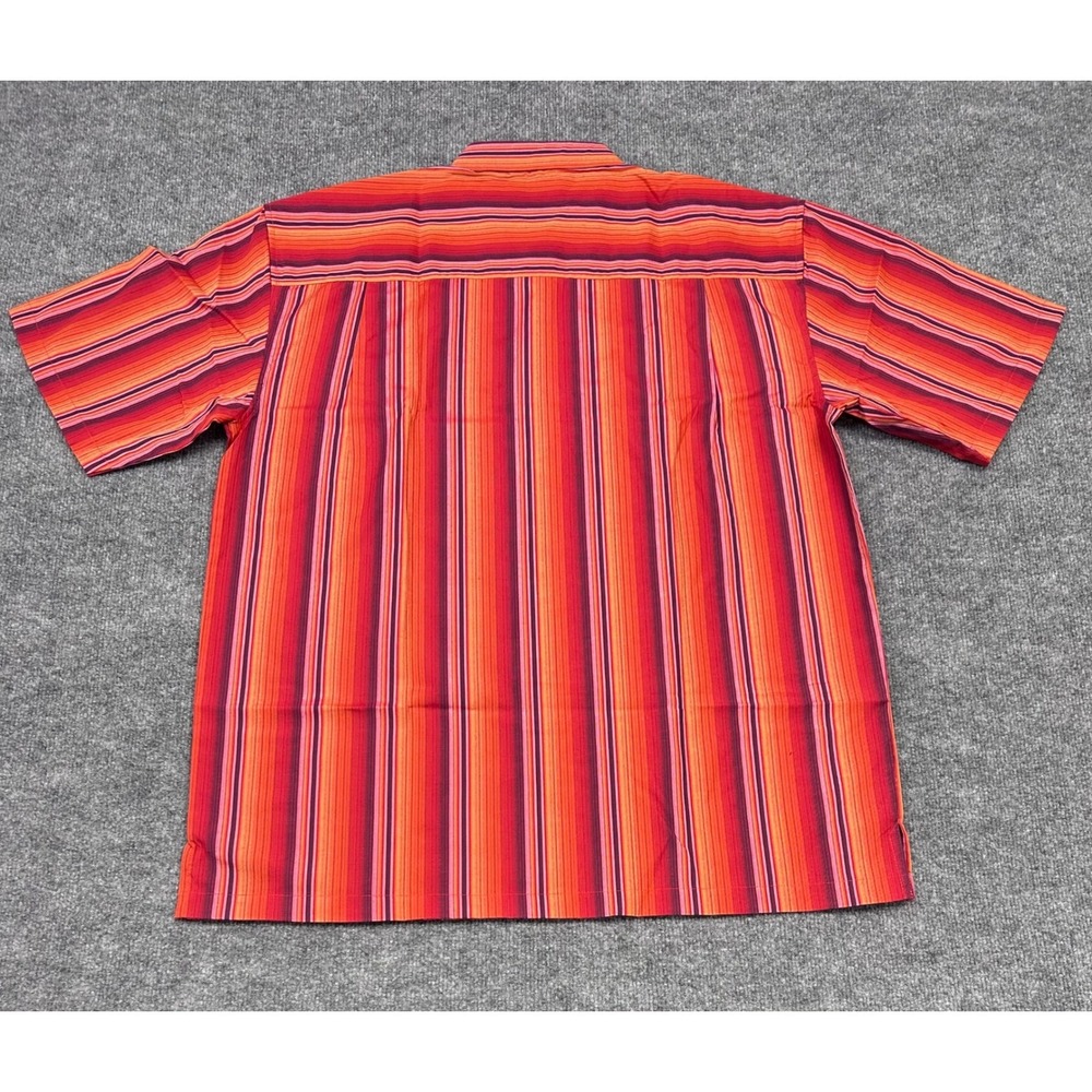 Vintage Whatzup Men's Striped Short Sleeve‎ Button Down Shirt Orange Red Size XL - Picture 4 of 8